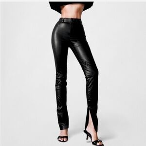 Zara High waist straight skinny faux leather ankle zip pants